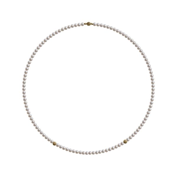 Collana di perle  naturali e due inserti in oro giallo 18kt