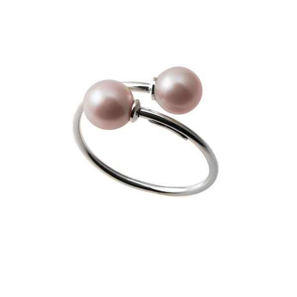 Anello Seta Contrarié con perle rosa naturali in oro 18kt