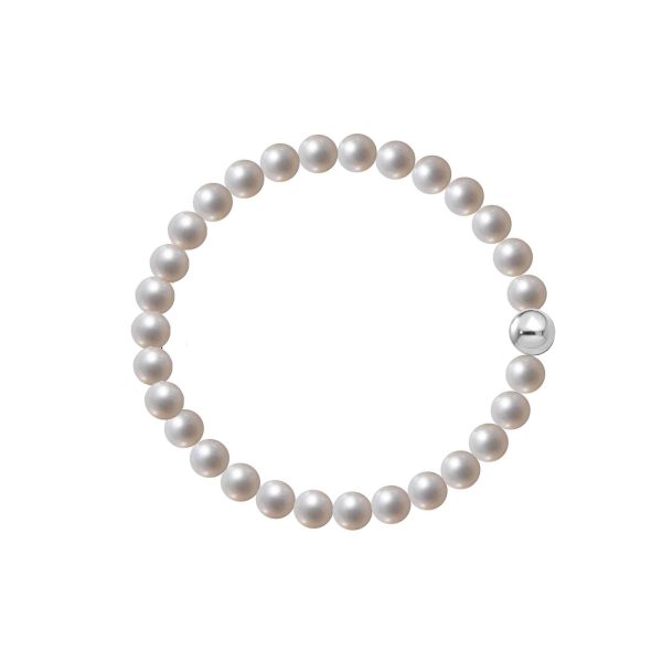 Bracciale Perla bianco senza chiusura con inserti oro 18kt