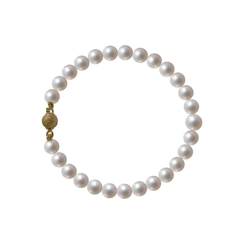Bracciale di perle naturali e chiusura in oro giallo 18 kt