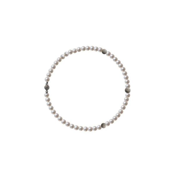 Bracciale di perle naturali e 3 inserti  in oro 18kt