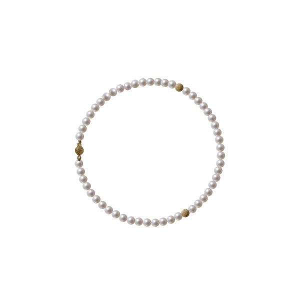 Bracciale di perle naturali e due  inserti in oro  giallo 18kt