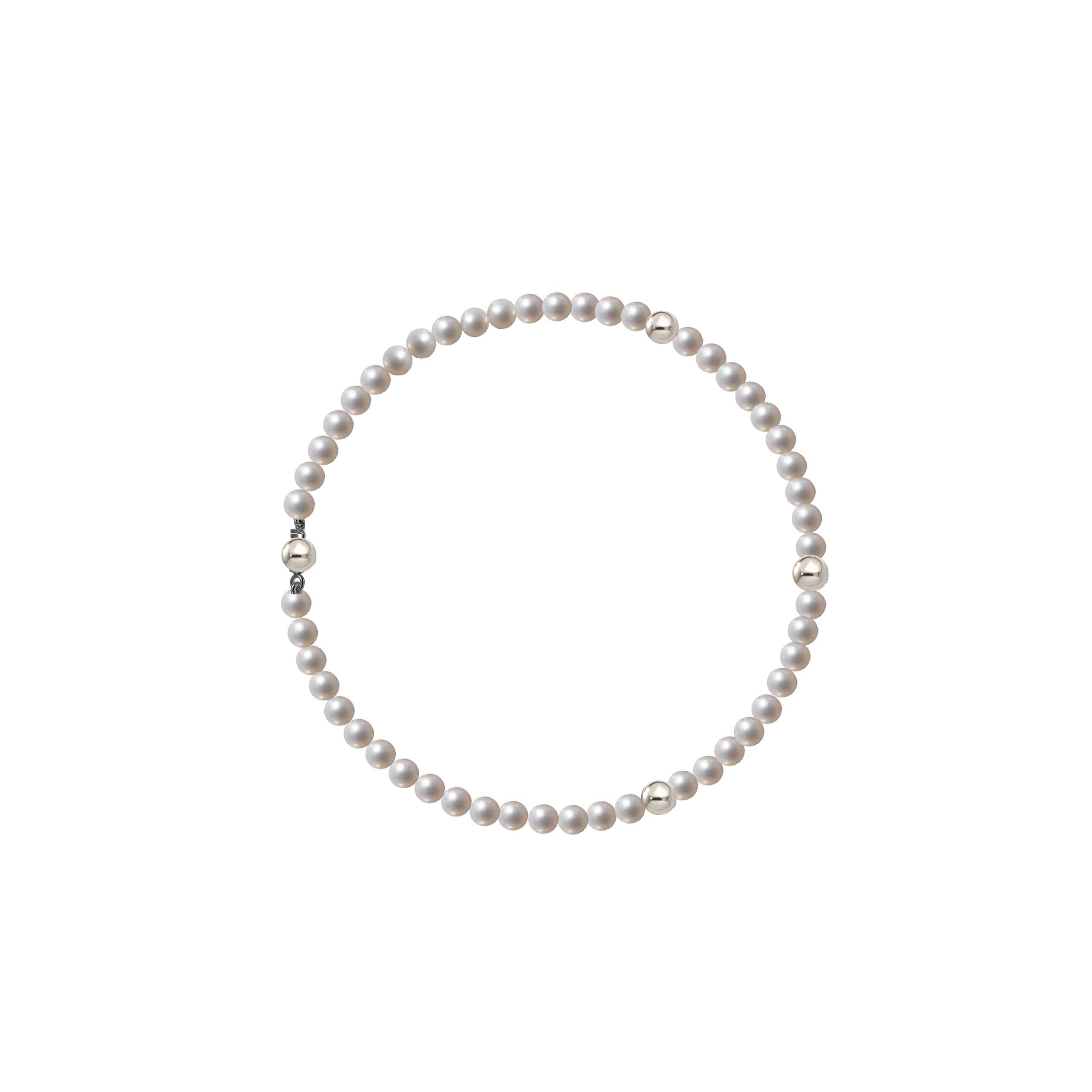 Bracciale di perle naturali e 3 inserti in oro 18kt - immagine 3