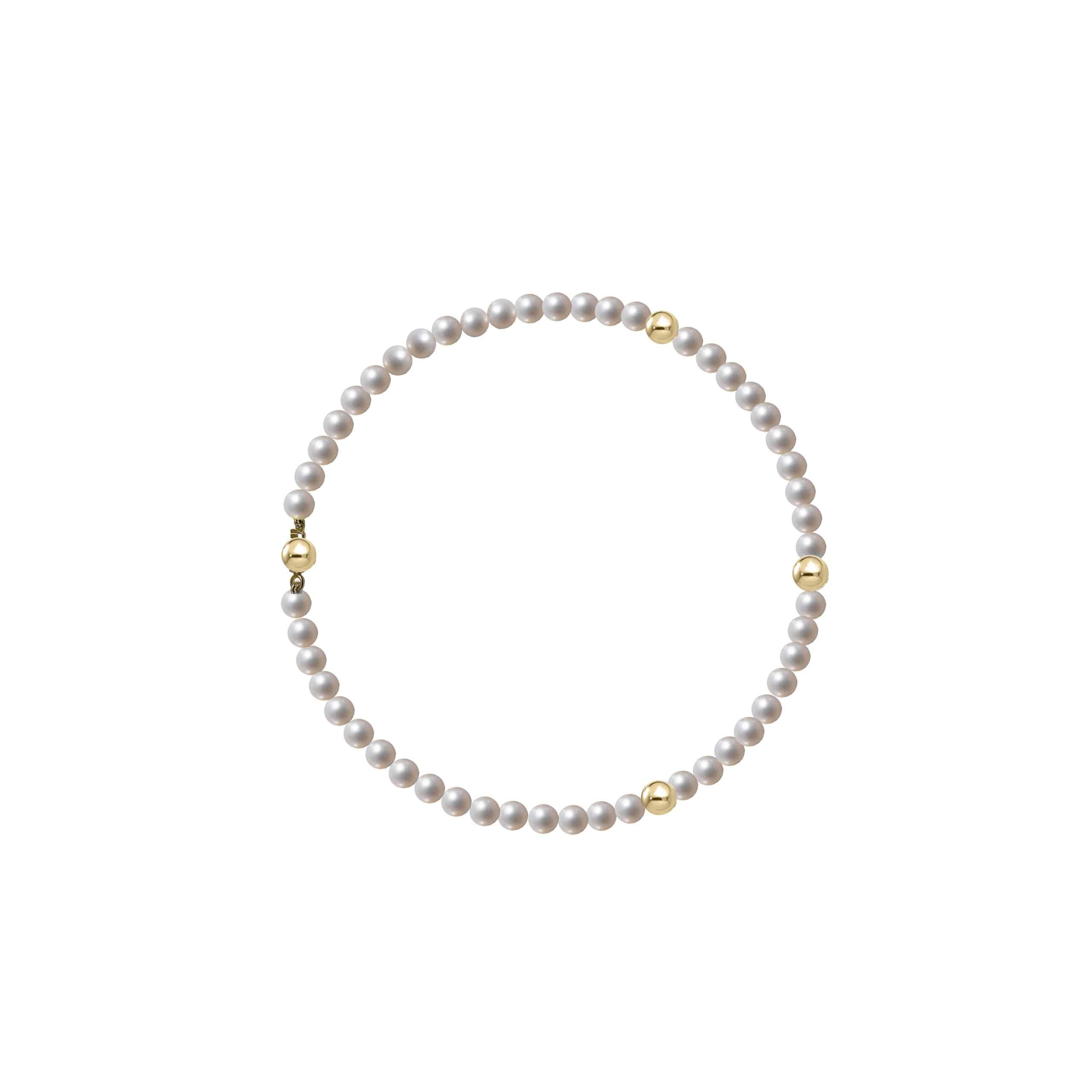 Bracciale di perle naturali e 3 inserti in oro 18kt - immagine 4