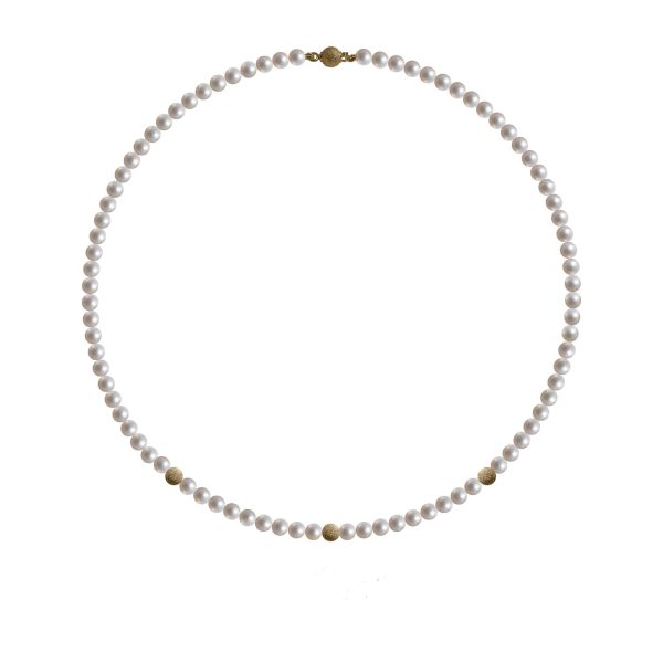 Collana di perle naturali con tre inserti in oro giallo18kt