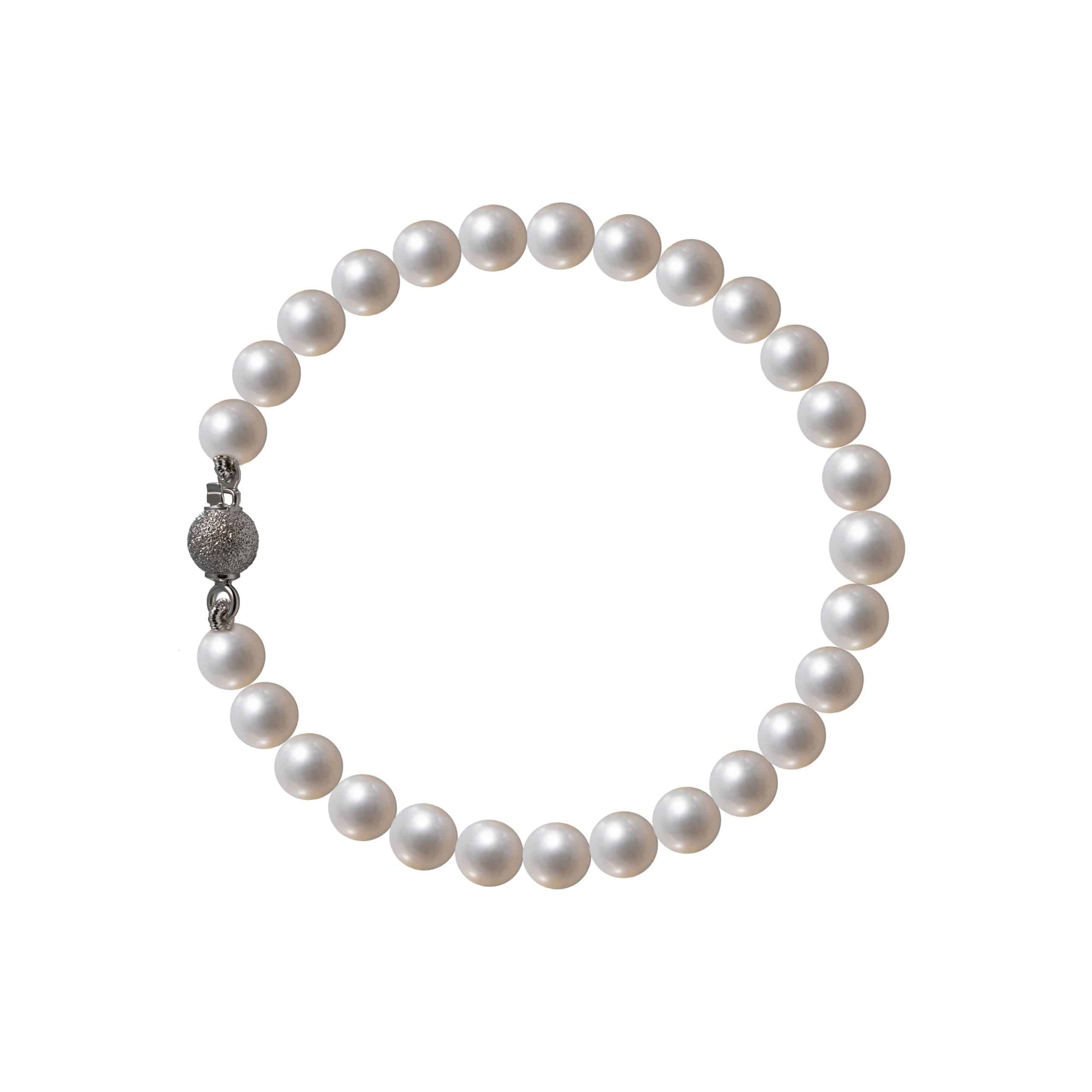 Bracciale perle naturali e chiusura in oro bianco 18 kt